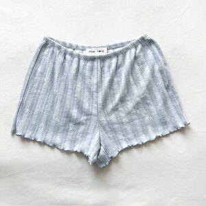 Pink Rose Sky Blue Bow Print Pointelle Textured Shorts Small